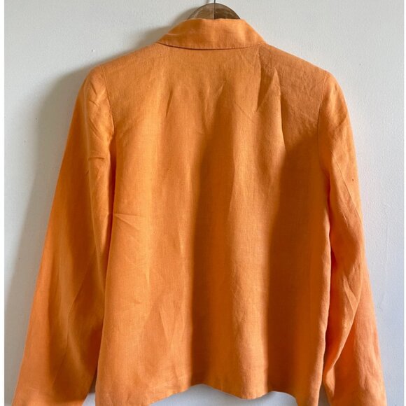 Vintage Washed Tangerine Irish Linen Blazer - Picture 5 of 7